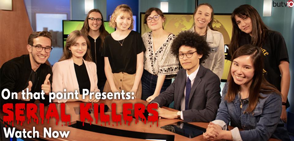 butv10's tweet photo. A brand new @onthatpoint starts NOW! Tune into #BUTV10 for an investigation on serial killers &amp; their celebrity status, featuring Professor Douglas Starr and author Sheila Isenberg, author of Women Who Love Men Who Kill. Watch it now at https://t.co/1gzIonBTv9 https://t.co/ZsOCsgrLSK