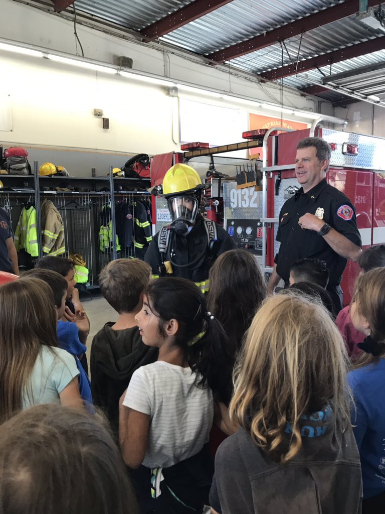 Our last stop was the fire station and it was great to see where firefighters live, their gear, and the trucks! Thank you #ranchoadobefire