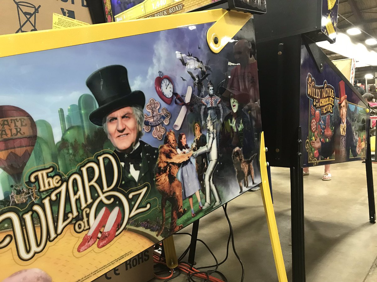 Jason Artus (@jasonartus) on Twitter photo Wizard of Oz, Yellow Brick Road Edition and Willy Wonka back to back at #pinfest2019. So good! 😁 <a href="/JJPinball/">Jersey Jack Pinball</a> #pinball #goldenticket #offtoseethewizard Wizard of Oz, Yellow Brick Road Edition and Willy Wonka back to back at #pinfest2019. So good! 😁 <a href="/JJPinball/">Jersey Jack Pinball</a> #pinball #goldenticket #offtoseethewizard
