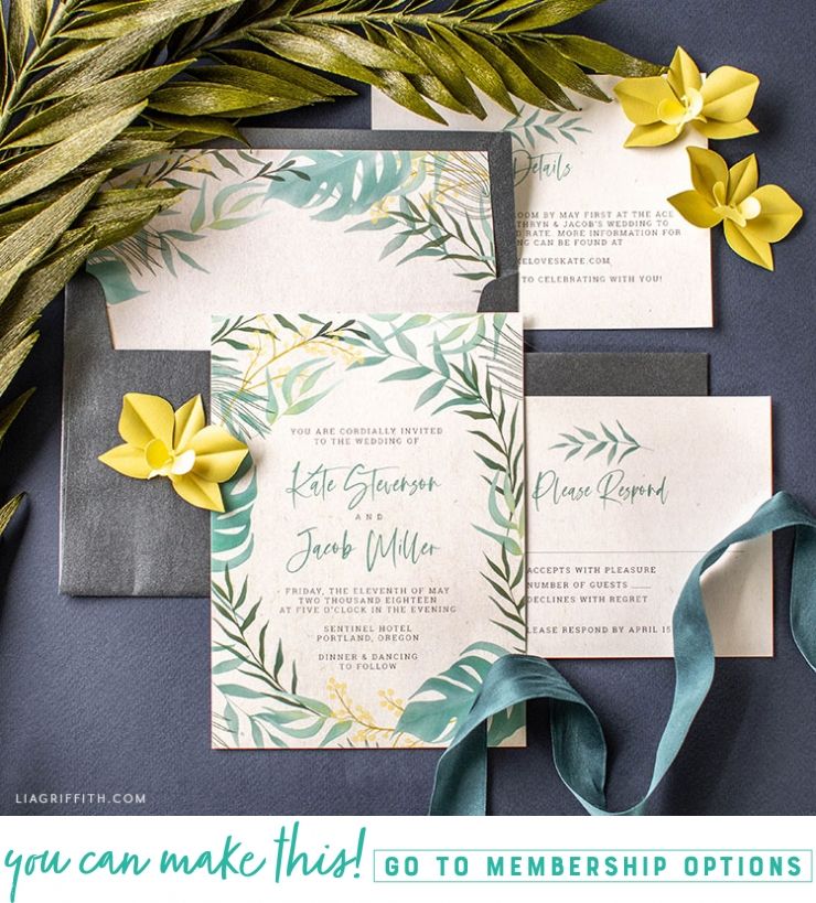 Whether you are getting married somewhere tropical or you love the tropical look, we have the perfect wedding invitation suite for you. #wedding #weddinginvite #monsteraleaf #tropical #tropicalwedding #diyinvite liagriffith.com/tropical-weddi…