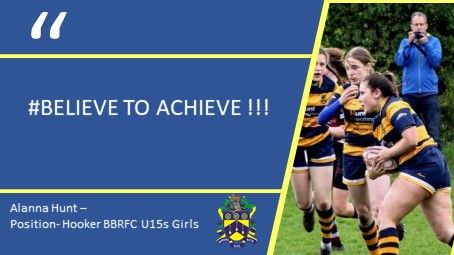 In the words of our inspirational Hooker Alanna Hunt #believetoachieve <a href="/EnglandRugby/">England Rugby</a> <a href="/Huntheating/">Hunt Heating</a> <a href="/carloss020/">carl southwell</a> @womensrugbyclub #thisgirlcan <a href="/ButtsBarkers/">Barkers butts</a> @RFUWarwickshire #BBRFCUnder15s National Final. KO at 10:30 Sunday 5th May <a href="/WorcsWarriors/">Worcester Warriors</a>