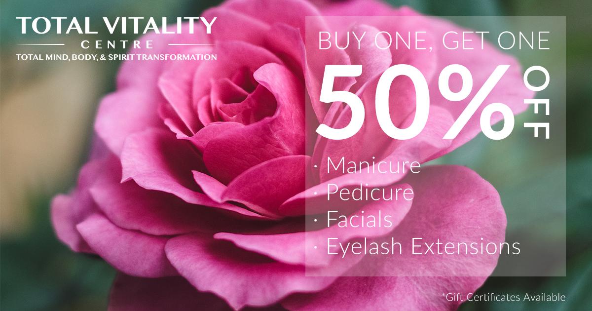 totalvitalitybc's tweet image. From now til Mothers Day, purchase any Manicure, Pedicure, Facial or Eyelash Extension &amp;amp; Book by the 15th. or Receive the second session of any of the four services for 50% off!

bit.ly/2ItMKCB

#manicure #pedicure #facial #eyelashs #50off #mothersday2019 #mothersdaygift