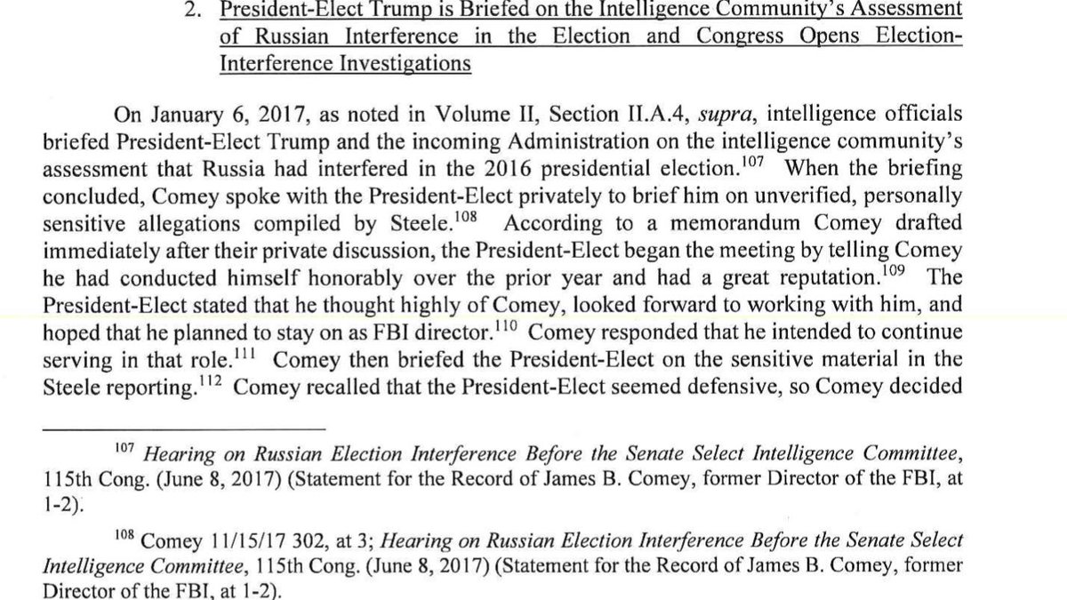 61. When Comey briefed Trump on Steele Dossier, Comey said Trump was defensive and demanded loyalty. Trump inferred he would prefer Comey to issue a statement calling dossier “bogus”, which Comey refused to do.Perspective: Steele documented now-verified campaign ties to Russia.