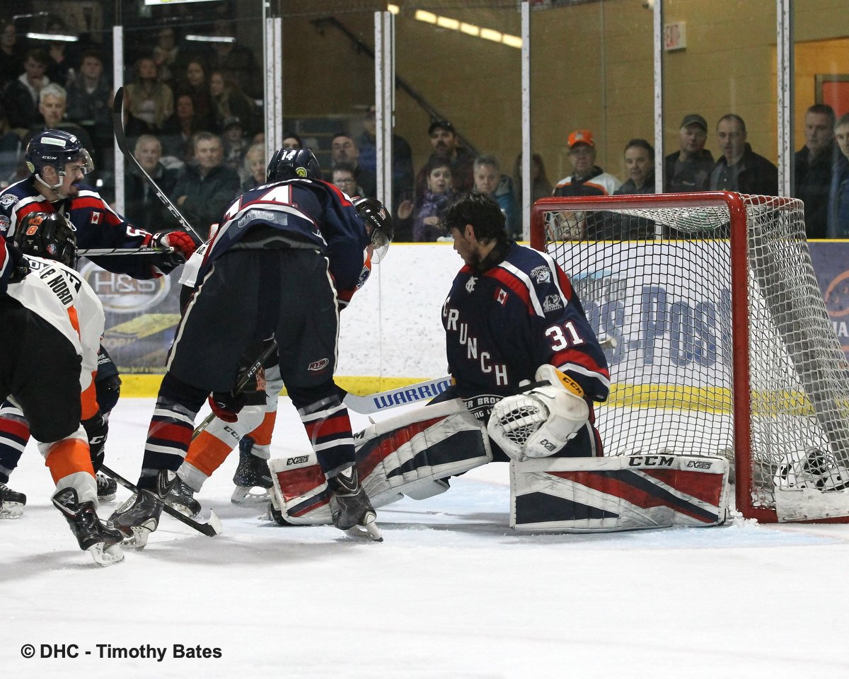 ojhlimages's tweet photo. Literally hats off to this guy Bradley Dobson #31 of the Cochrane Crunch, you have to have some guts to play the puck without a helmet. He was also awarded the player of the game for his efforts. https://t.co/5WIhwIfC6m