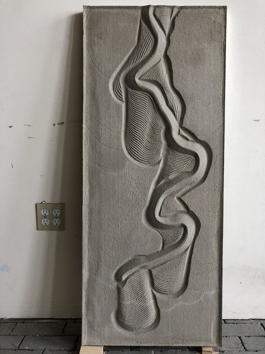 _nbqs's tweet photo. Concrete casting made from historical vector files of the Mississippi River. Thick line is current location, smaller waves are past locations (1820-2019). Process explanation to follow. https://t.co/qKiMfvnqCF