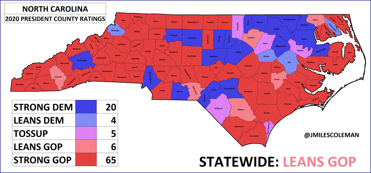 J Miles Coleman Di Twitter Since I Grew Up There Here Are My Ratings For North Carolina S Counties In Like Mcimaps Noted With Fl Nc Has Few Bellwether Counties These Days