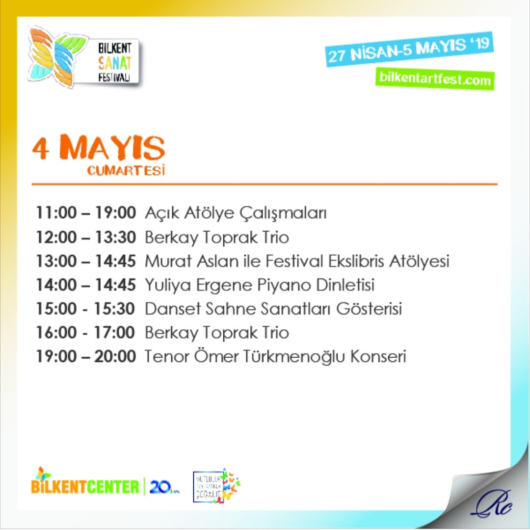 3. Uluslararası Bilkent Sanat Festivali'nde 8. gün. İşte program.

#bilkentcenter #bilkentsanatfestivali #bilkentartfest #sanat #ankara