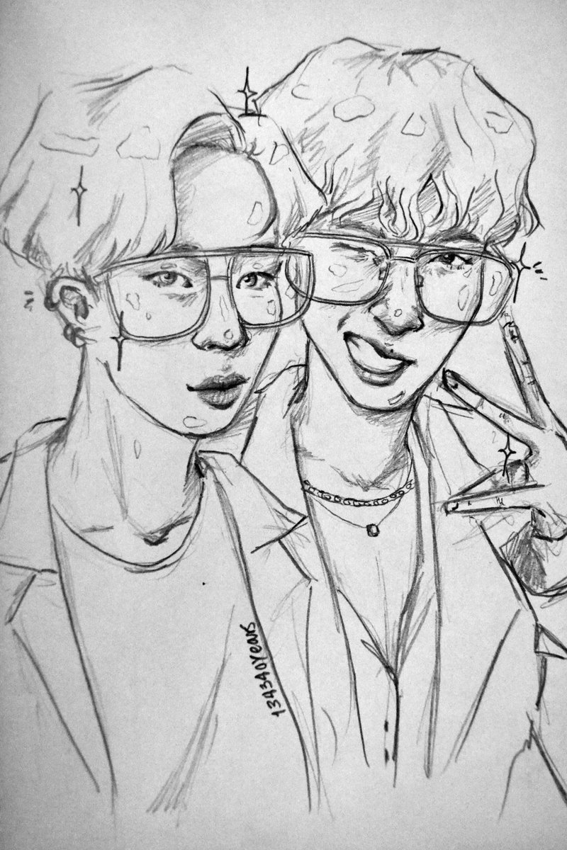 20190502 / day 122Jihope wore those glasses and then Maja and I wore similar glasses. Not saying we're up to today's trends but,,, i wouldn't say the opposite either. (repost because I'm dumb and wrote something else)  #btsfanart  @BTS_twt