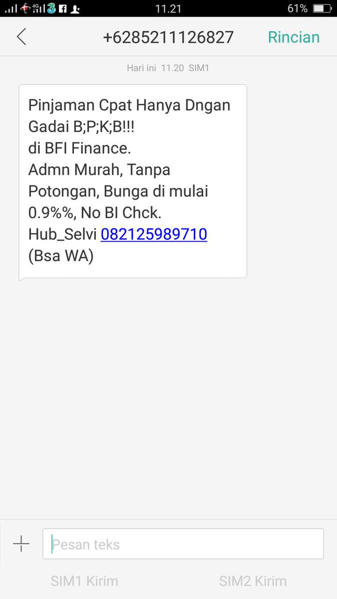 utamabrata's tweet photo. @aduanBRTI @Telkomsel 

SMS yg masuk ke kartu halo saya hari ini.

Kalau tidak ada ketegasan atau tindakan terhadap penyalahgunaan NIK dan KK percuma dibuat peraturan.

Cek orang ini pakai NIK dan KK siapa, benarkah ?

Pengirim : 085211126827
Berita :
- 082125989710 https://t.co/27lvwhj0iM