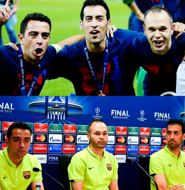 InvictosSomos's tweet photo. ➔ 2009: Campeones del triplete. 
➔ 2009: Campeones del sextete. 
➔ 2010: Campeones del mundo. 
➔ 2011: Campeones de la UEFA Champions League. 
➔ 2012: Campeones de la Eurocopa. 
➔ 2015: Campeones de un segundo triplete.

El mejor mediocampo de TODA la historia. https://t.co/YqaX46J8eu