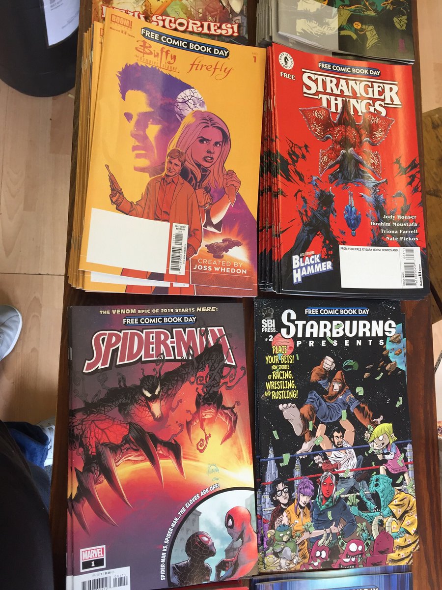 BristolBottleS's tweet photo. FREE COMIC BOOK DAY TODAY! We’re open 9am-9pm today for FCBD, so come in and pick yours up!🤩 #fcbd2019 #freecomicbookday https://t.co/WuMmUSfUkd