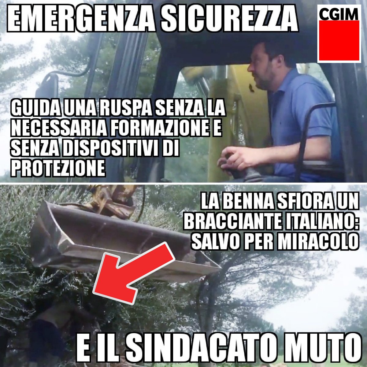 SindacatoMeme's tweet photo. La vera emergenza sicurezza. Fate scendere quel principiante dalla ruspa.

#PrimaLePersone #Salvini https://t.co/pvsFKbTufq