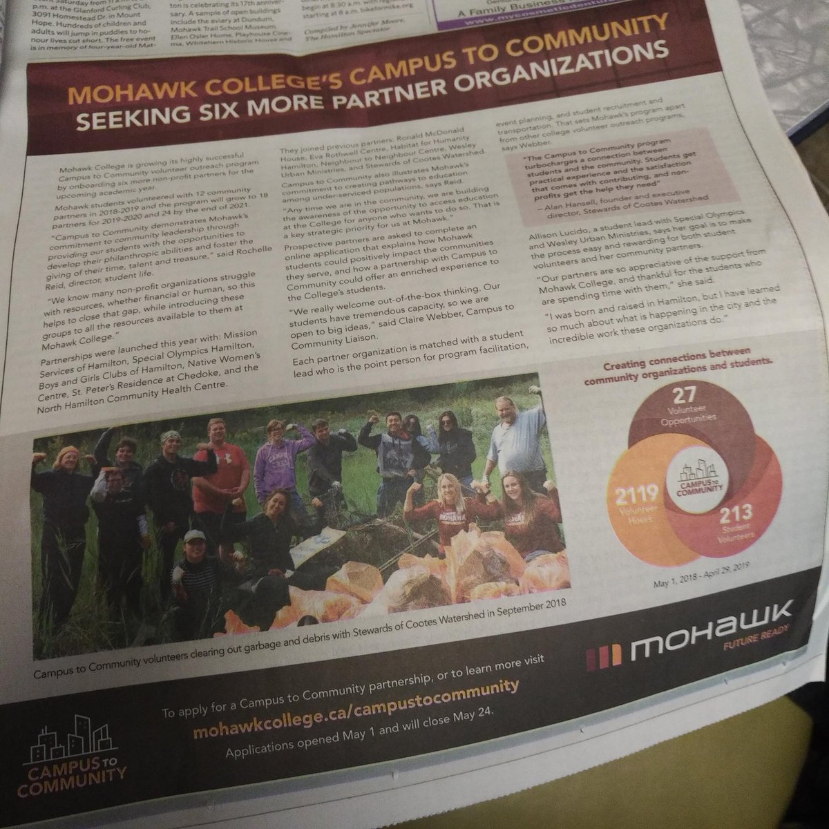 hamiltonmama's tweet photo. Loved reading about this great @MohawkCollege initiative in @TheSpec the this am.  Great work Claire and team! #campustocommunity cc: @BDWebber https://t.co/4wXaHwhICe