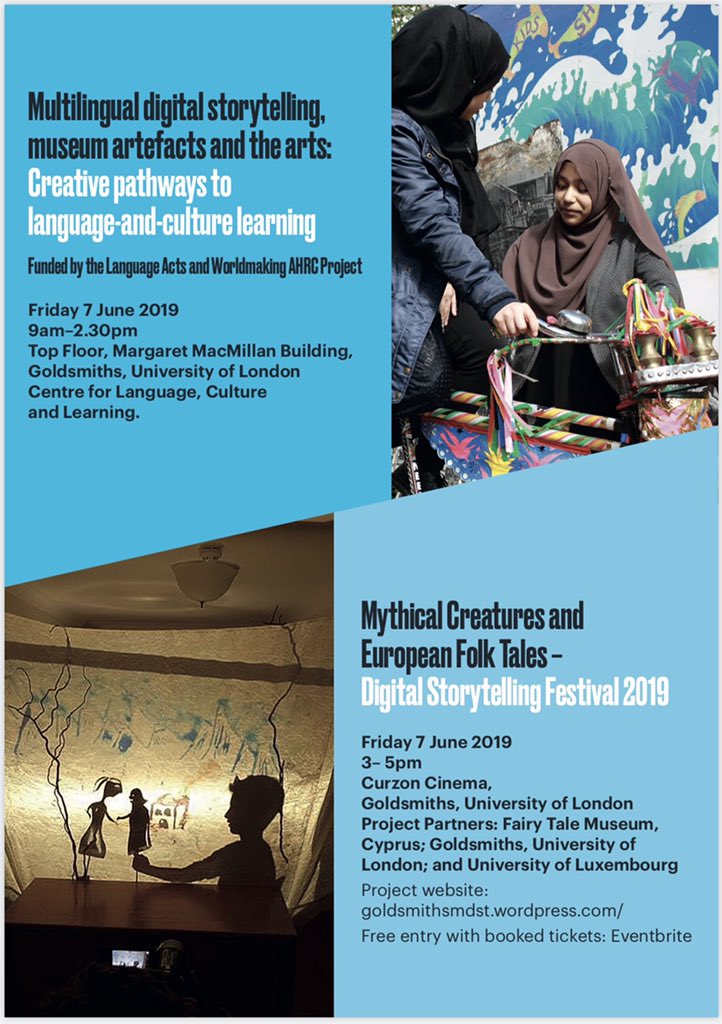 MDSTgoldsmiths's tweet photo. We’re excited to announce our upcoming #MultilingualDigitalStorytelling event on 7 June at @GoldsmithsUoL ! Check out our talks, workshops and festival on creative language-and-culture learning. Save the date and get your free ticket here: https://t.co/OC4Fd7vAkV https://t.co/QusytMWXHK