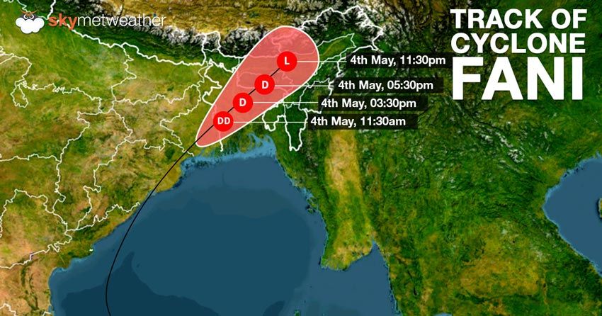 SkymetWeather's tweet image. #CycloneFani Track

#CycloneFaniUpdates #CycloneStormFANI #WestBengal #Odisha #Bangladesh #Assam #Meghalaya #Nagaland #CycloneFaniSOS #DeepDepression #ExtremelySevereCyclone #Weatheralert #Weathernews #Weatherforecast #WeatherUpdate #BayOfBengal #CycloneFaniTrack #CycloneTrack