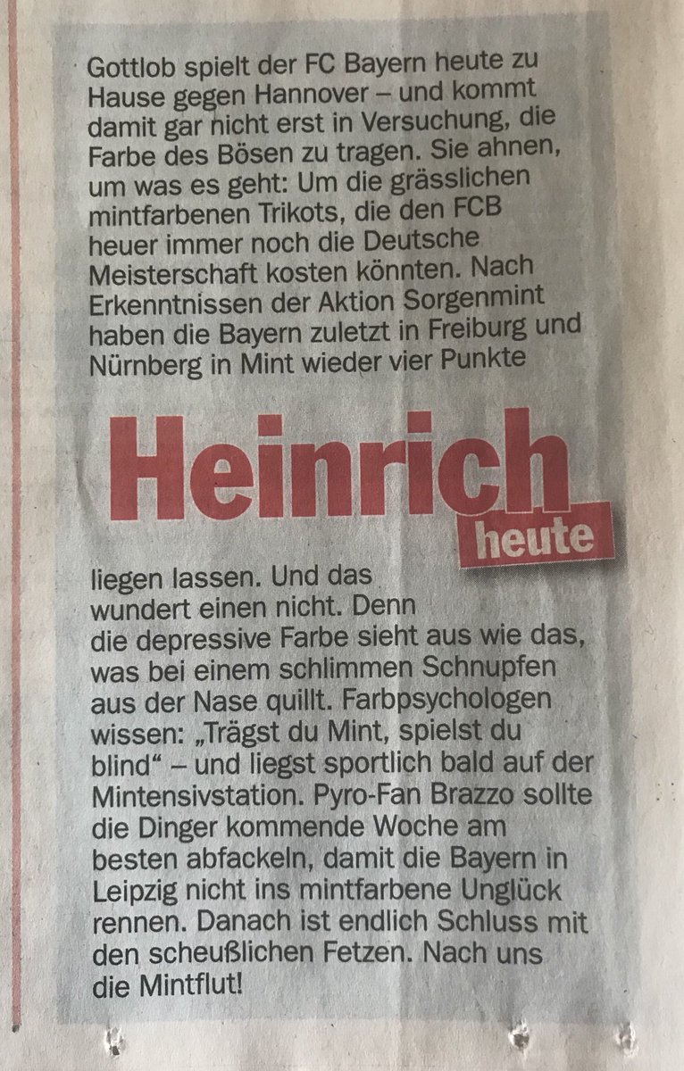 Mega! <a href="/Heinrichheute/">Jörg Heinrich</a> In Mint kannst  du nicht gewinnen, auch nicht als FC Bayern 😉