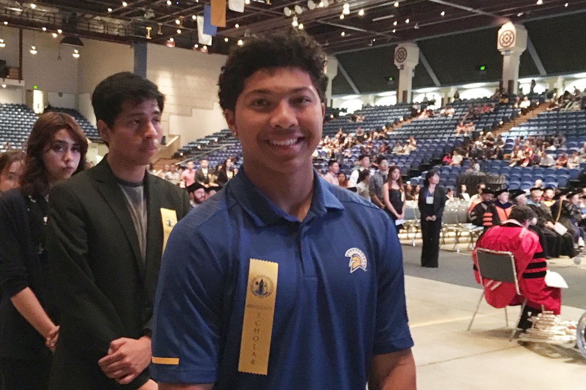 San Jose State Spartans (@sjsuathletics) on Twitter photo DB's <a href="/_jdindin/">Jalend Dinwiddie</a> & Andrew Jenkins of <a href="/SJSU/">San José State University</a>SpartanFB proudly wearing the President's Scholar ribbon as 4.0 #StudentAthletes at #SJSU Honors Convocation. "Top 5% of all students academically at @SJSU" #SpartanUp DB's <a href="/_jdindin/">Jalend Dinwiddie</a> & Andrew Jenkins of <a href="/SJSU/">San José State University</a>SpartanFB proudly wearing the President's Scholar ribbon as 4.0 #StudentAthletes at #SJSU Honors Convocation. "Top 5% of all students academically at @SJSU" #SpartanUp