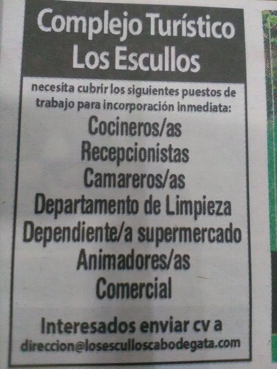La temporada #veraniega de #Almería se aproxima y las ofertas de #empleo en el sector #hostelero se multiplican. Aquí hay una muy buena oportunidad en Camping los Escullos.