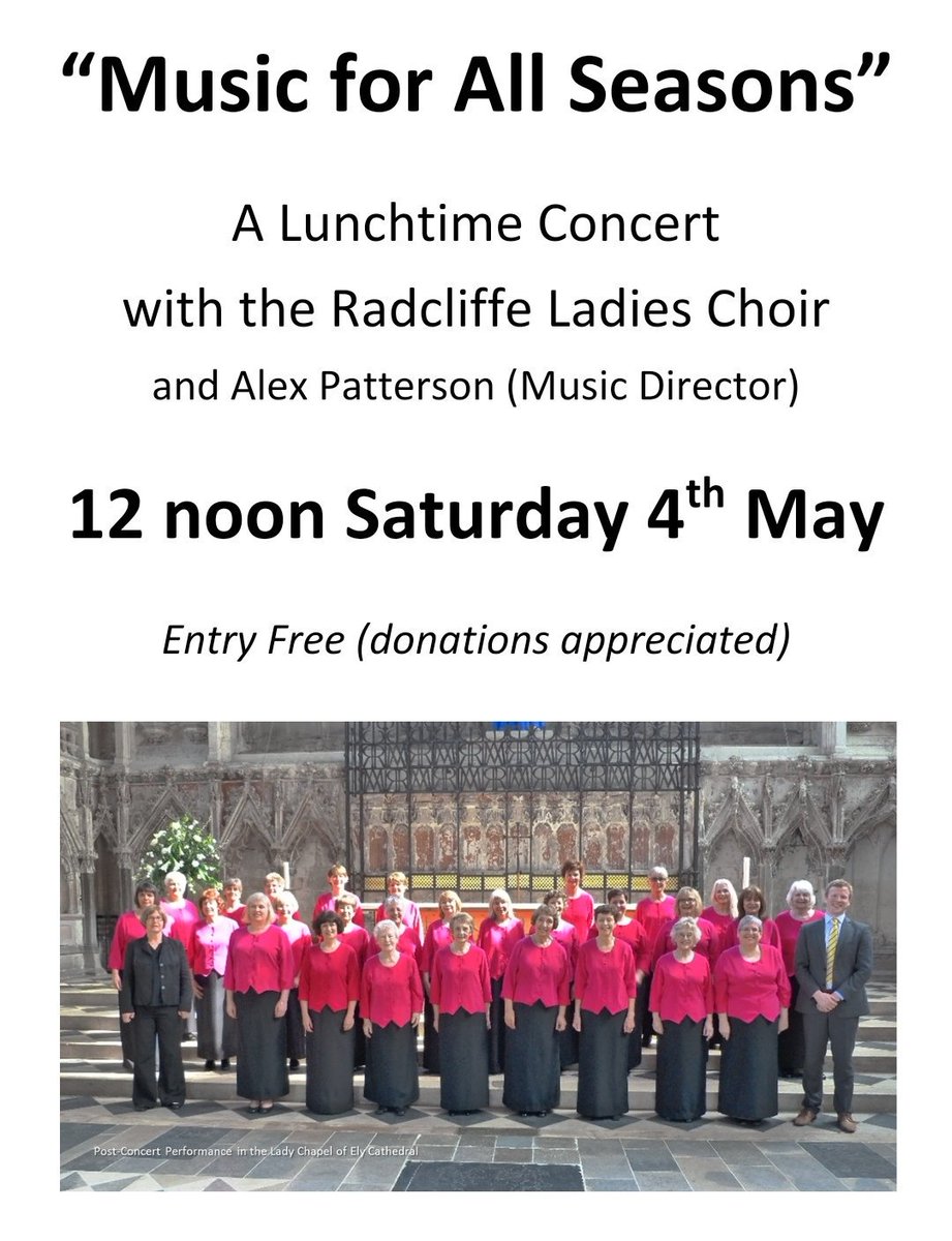selby_abbey's tweet photo. Join us at noon for today's lunchtime recital: "Music for All Seasons" with The Radcliffe Ladies Choir and Alex Patterson.

#selbyabbey #selby950 https://t.co/UkT25ShD7g