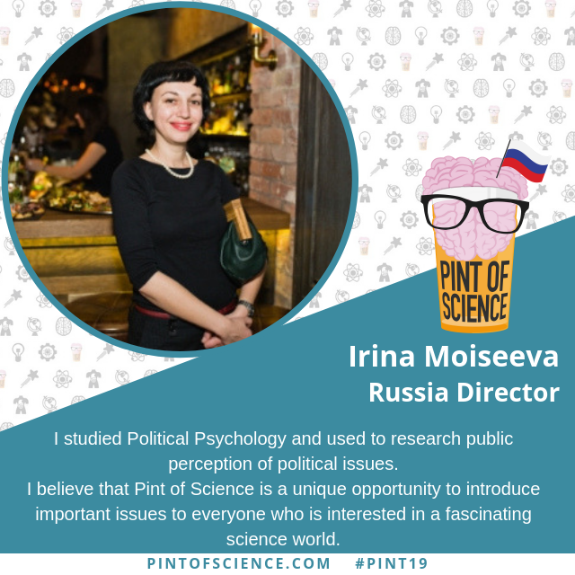 pintsworld's tweet photo. It's time for the #pint19 director introduction of the day!
Say hi to Irina Moiseeva our Russia @pintofscienceRU director!
hello Irina 👋
All the #Pint19Directors can be found here https://t.co/Ki7F2yAWSO https://t.co/UqndPvJy0h