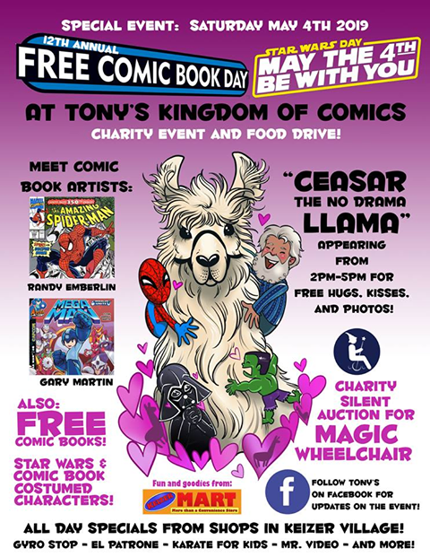 MsArielKnox's tweet photo. #llamalert - come for the free hugs, pics & stickers, get your free comic book, check out the sales and help us support @MagicWheelchair Caesar will be available for pics from 1pm to 4pm
#CaesarCares #llamasforprogress #llamactivist #imwiththellama #llama #pnw #keizer #maythe4th https://t.co/pQtrde82QO
