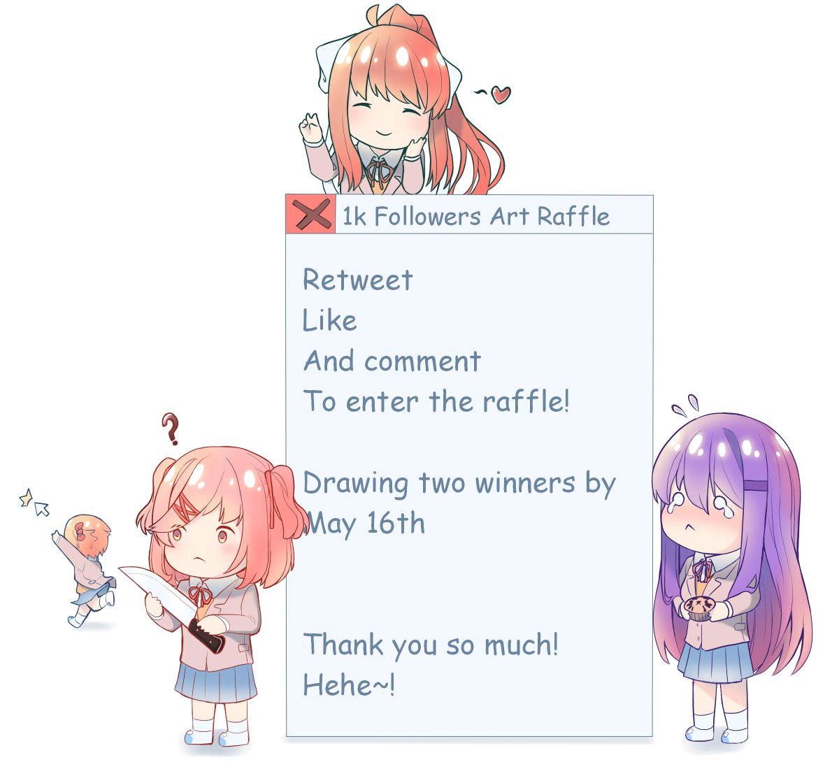 Thanks for the 1k followers! This is already too much for me to handle. I appreciate each and every one of my followers!

Question: Who is your anime waifu?
