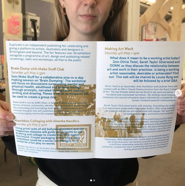 eprjcts's tweet photo. Duplicate continues today! 12-5pm. 🔥Programme🔥: 1-2pm Making Work panel discussion; 2-3pm Zine Making; 3-4pm Matchbox Collaging, + Collaborative Conc(r)https://t.co/IAazXxu3Jw in the 2nd gallery all day! @BaaadPress #publishingfair #birmingham https://t.co/FHYlECRGaa