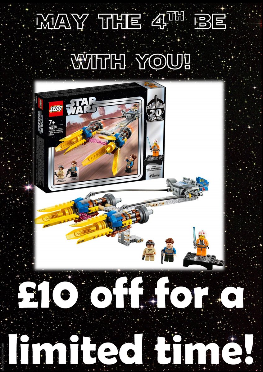 #MayThe4thBeWithYou For a limited time, you can buy the <a href="/LEGO_Group/">LEGO</a> Star Wars Anakin's Podracer set for only £19.99! #StarWarsDay #Frome @TobyToymaster