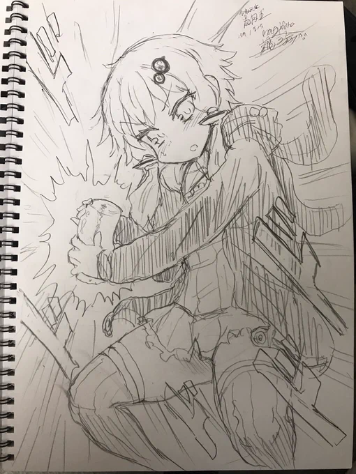 magifuro蒟蒻様にスケブ描いていただきました〜!
オナホが何か神々しくて、全体的に迫力があってかっこいいです!
線もミスする怯えを全く感じさせないような力強さがあってすごいな〜って思いますね…! 