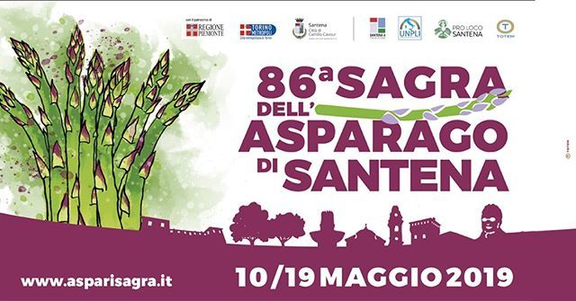 Dal 10 al 19 Maggio - 86^ Sagra dell'Asparago di Santena (@prolocosantena) 
Dagli stand gastronomici allo street food, dai lavoratori agli eventi e la musica live, fino alla mostra mercato: non perderti tutto questo in Piazza Martiri e nel centro città. 
Per maggiori informa…
