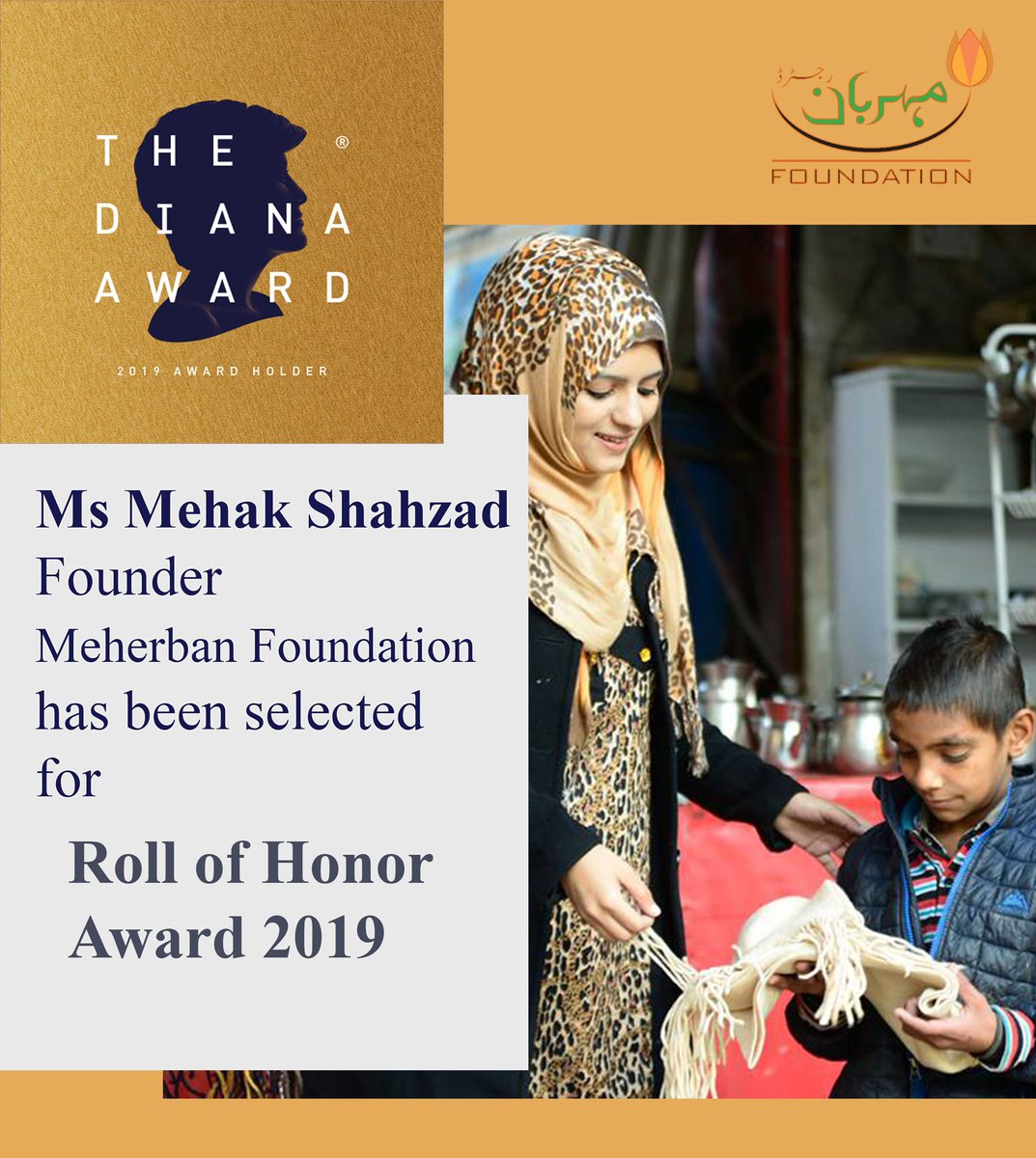 mehak_PAK's tweet photo. I am so proud to have been honoured with a 2019 @DianaAward for my contribution  in the field of education for children in Pakistan. https://t.co/MK3gyhDIE9