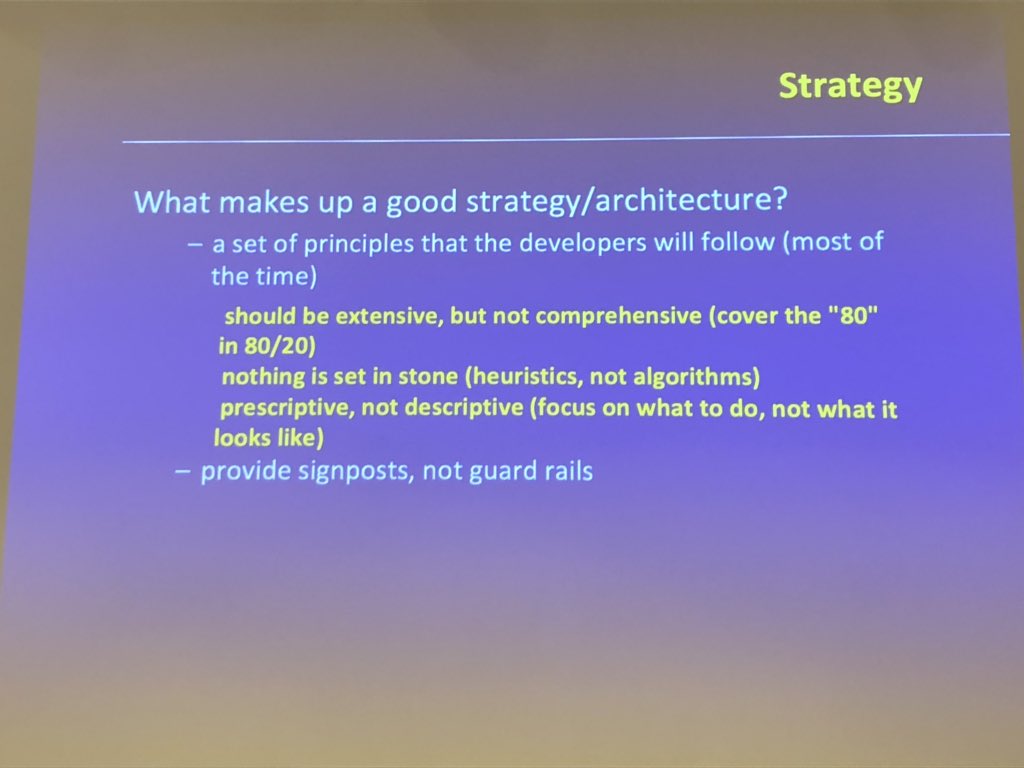 Software architecture is “the set of answers to questions that developers will ask every day”
<a href="/tedneward/">Ted Neward</a> on Modern Architecture at #buildstuffES