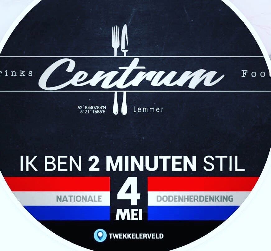 -Mededeling voor vanavond 4 mei -
Vandaag zijn wij gewoon geopend en bent u van harte welkom .. maar..ook wij zullen vanavond onze werkzaamheden (zowel bediening als keukenpersoneel) om 20:00 uur neerleggen zodat we 2 minuten stil kunnen zijn om de slachtoffers in stilte te eren.