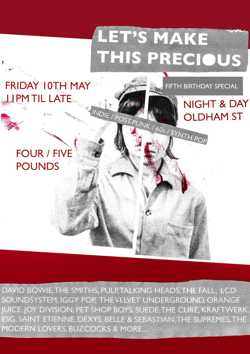 nightanddaycafe's tweet image. +++ NEXT FRIDAY +++ 

@LMTPrecious TURNS 5! // £4 B4 midnight £5 after // #LMTP DJs spin #Indie #PostPunk #60s #SynthPop from 11pm-4am

"Joyous, eclectic and impassioned; one of the most exciting club nights in Manchester" @louderthanwar