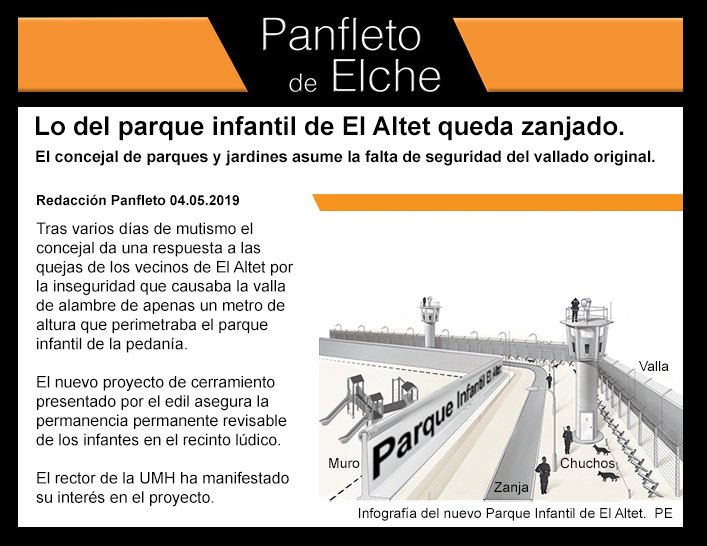 panfleto_elche's tweet photo. Lo del parque infantil de El Altet queda zanjado. https://t.co/WBGqJiBcaQ