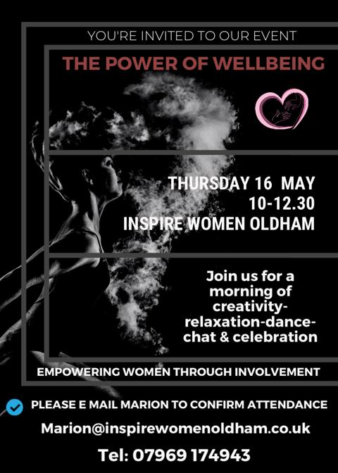 gm_amh's tweet photo. On #MHAwarenessWeek 16th May @InspireOldham event which is  aimed at their Members; Associates; women who are on their waiting list and fellow Women's Organisations in Oldham "The Power of Wellbeing" . #StrongerTogether #GM_SUN https://t.co/ZRezDLOacn