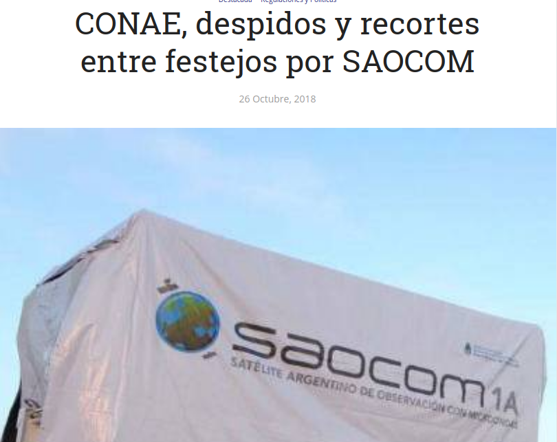 DefLaCienArg's tweet photo. ⛔️El recorte presupuestario en #CONAE y la paralización de proyectos no son gratis: perdemos capacidades, dilapidamos oportunidades y DESTRUIMOS TRABAJO. Ya cerró STI, tras 28 años de trabajo junto a INVAP, y @ascentio_tech despidió parte de su personal.
👉https://t.co/yZBweQVArQ https://t.co/4vn2asVmPt