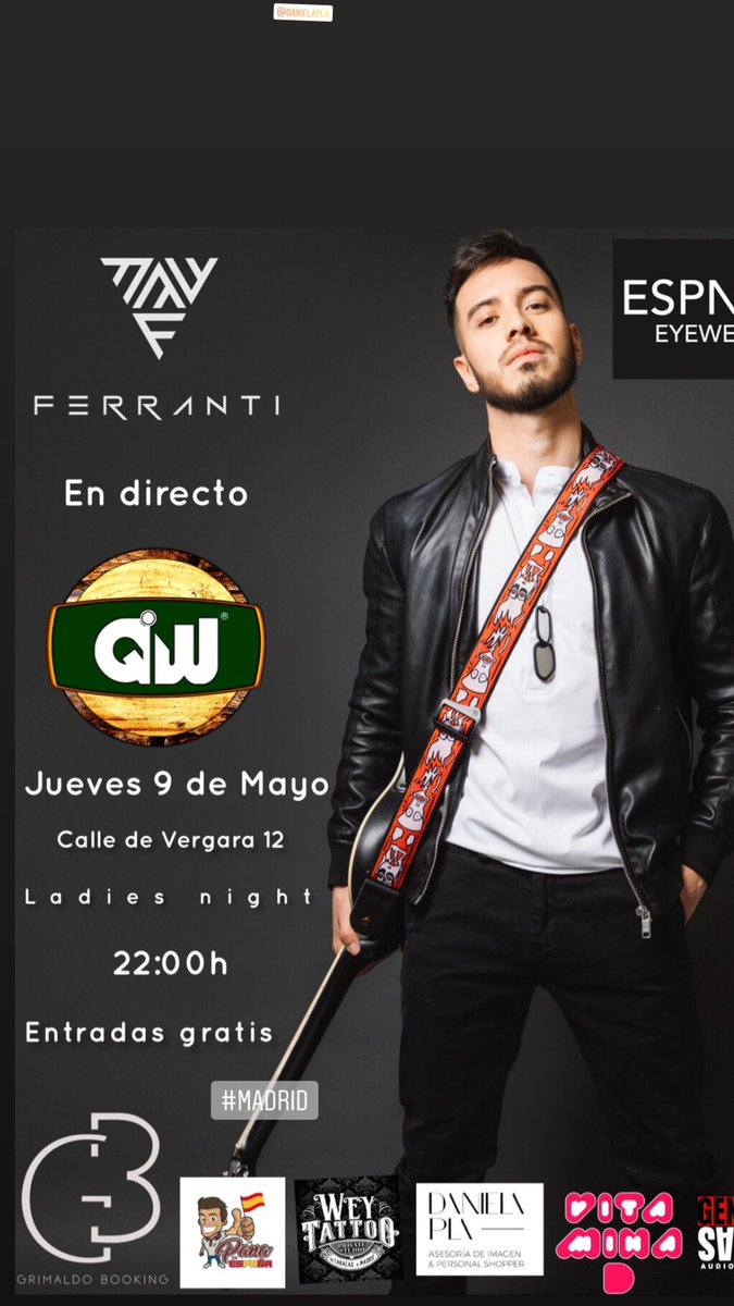 FerrantiMusica's tweet photo. Nos vemos este 8 de Mayo en la rueda de prensa que daré  con todos los medios españoles @Los40 @telecincoes @antena3com @PrideChannelTV @OndaCero_es y luego mi show en QW .. #MadCool2019 https://t.co/NMj1GgNBxj