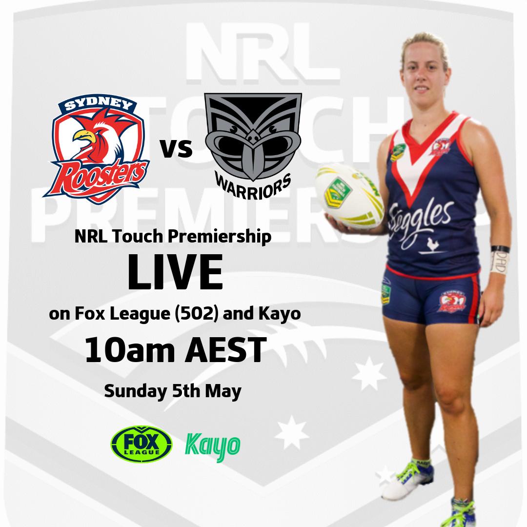 TouchACT's tweet image. Good luck to our ACT representatives playing (and coaching) for the Sydney Roosters in tomorrows #NRLTouchPremiership. Tune into @FOXNRL  or @kayosports at 10am (AEST) to watch the @sydneyroosters take on @NZWarriors