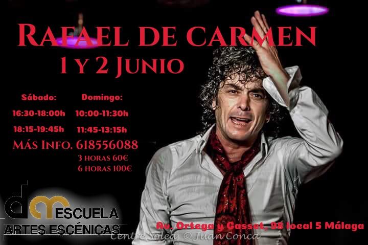 El próximo mes contaremos con Rafael de Carmen en la escuela para impartir una Master Class 👏😊