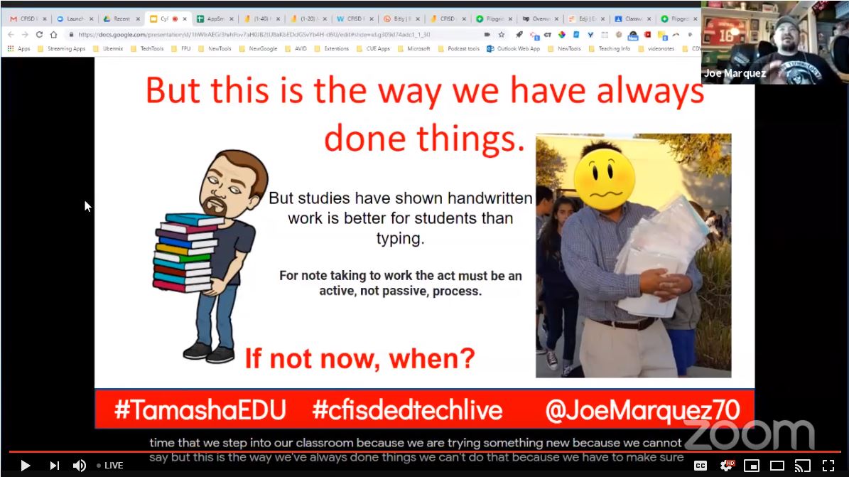CopperfieldRose's tweet photo. Listening and learning from @JoeMarquez70!!!  #TAMASHAEDU #CFISDEdTechLIVE No more TTWADI #BlendedLearning #FailForward Embracing #HardFun @cfisdfiest https://t.co/6ujgxy8cER