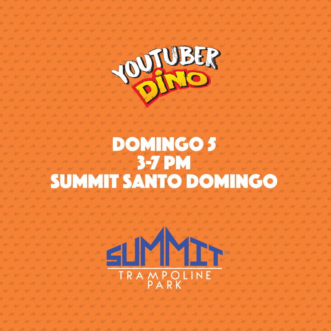 summitsambil's tweet photo. Mañana activamos la Zona Dino en #SummitRD, Acompaña a tu hijo(a) a mostrar su talento para ser el próximo Youtuber Dino, haciendo un video chulísimo en #TrampolinePark. ¿Listo para verlo ser la estrella de la diversión?

Para más info @GalletasDino https://t.co/uTppKtXrzb
