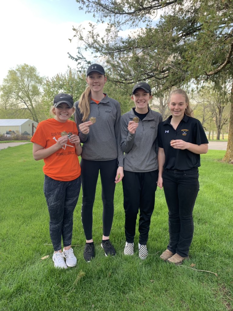 Golf_Grinnell's tweet photo. yesterday the tigers won the Newton Invitational against 6 other teams shooting 175 - winning by 16 strokes!! Madison Elliot took 4th place and Bella Amador-Lacson and Maddie Schrack tied for 5th place! Great job yesterday🐯🐯 https://t.co/tz0NYxvDwA