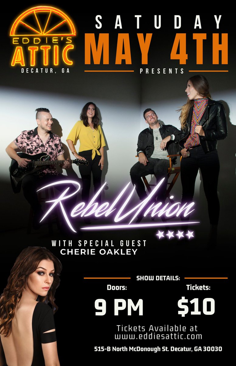 Our friends <a href="/cherieoakley/">Cherie Oakley</a> and <a href="/rebelunionband/">Rebel Union</a> are playing tonight <a href="/eddiesattic/">eddiesattic</a> #ATL #Atlanta #concert #singer #vocalist #musicians
