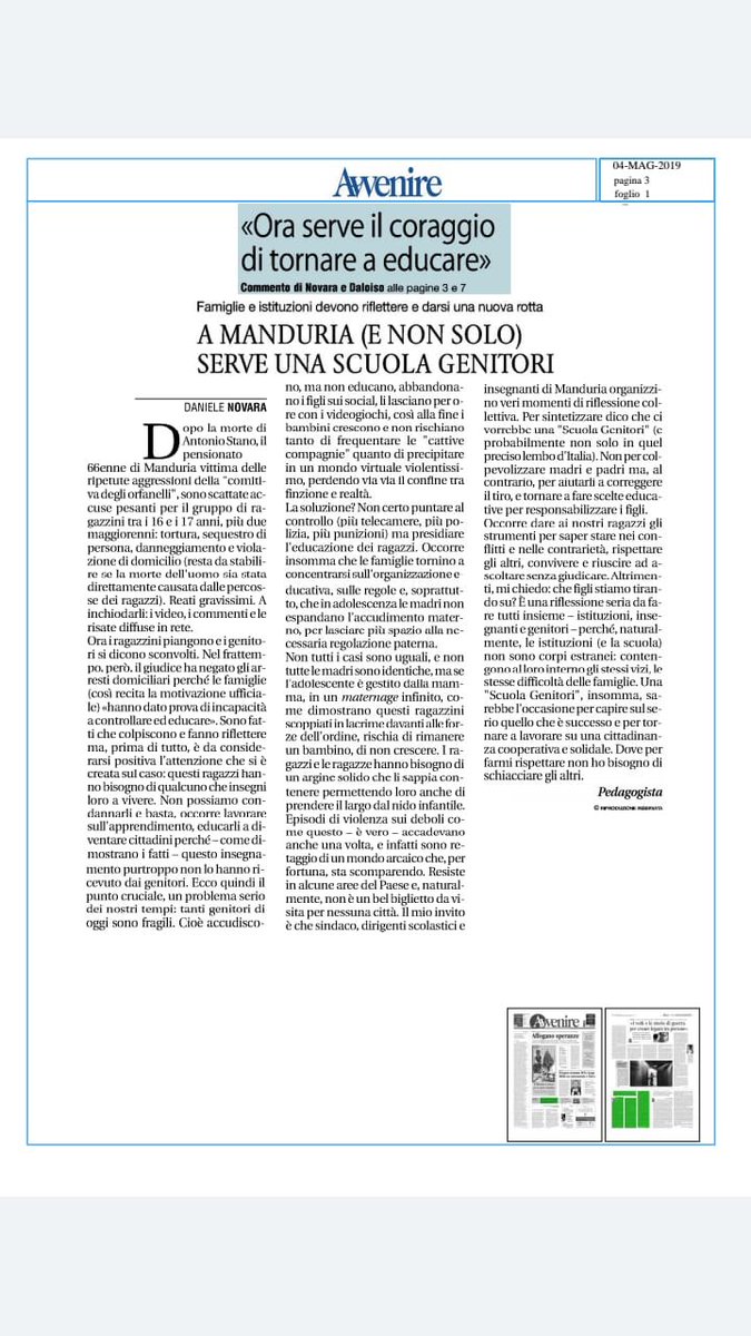 NovaraDaniele's tweet photo. Continua l emergenza educativa. Non servono le telecamere. Occorre riportare i temi pedagogici nell agenda politica e collettiva https://t.co/7OtobaGTCh
