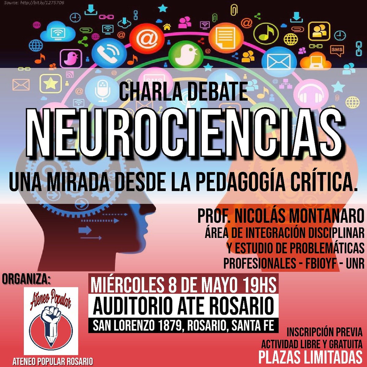 AteneoPopularok's tweet photo. #ahora #rosario #educacion #neurociencias #pedagogiacritica 
Inscripción en https://t.co/J62eA93yff https://t.co/NYSL3JkCWh