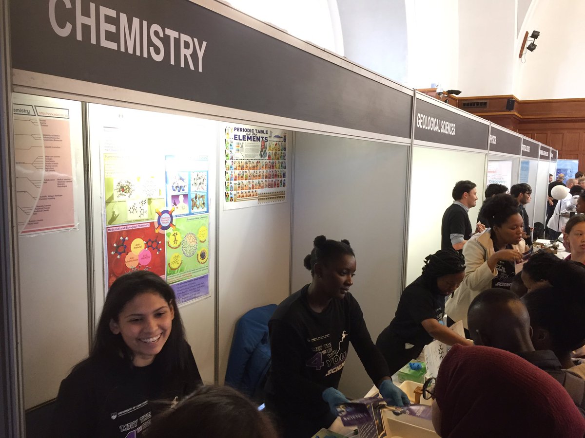 GSResearch_UCT's tweet photo. Some of our postgrads in action representing the Chemistry Department at #UCTOpenDay @UCT_news @UCT_Research @UCTpostgrads https://t.co/jHHs3LL3qm