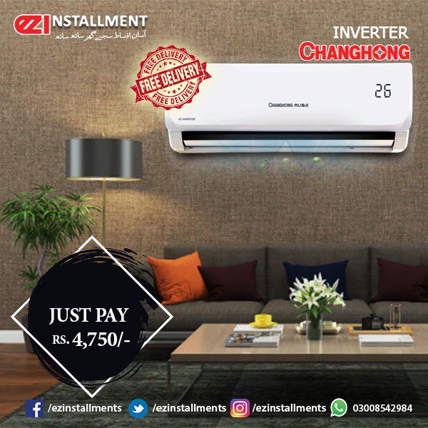 Rizviobviously's tweet photo. Is garmi se pareshan ho? Is offer se faida uthao, 1 ton Inverter Split in 4750 &amp; Normal split in 3750. To order dial 03366847071 &amp; use my code CHS-36 for free delivery and free tickets to #HeerMaanJa @ezinstallments #EziInstallments #Ezibringscomfort #ChanghongRuba #SplitACoffer https://t.co/1SJmJ8VITl