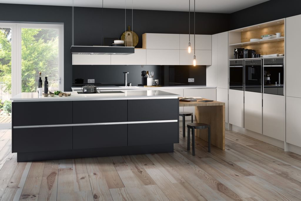 Here's some #SaturdayStyle with this Inset Anthracite and Limestone kitchen. Follow the link to see our brochure — buff.ly/2ZT9Sjh