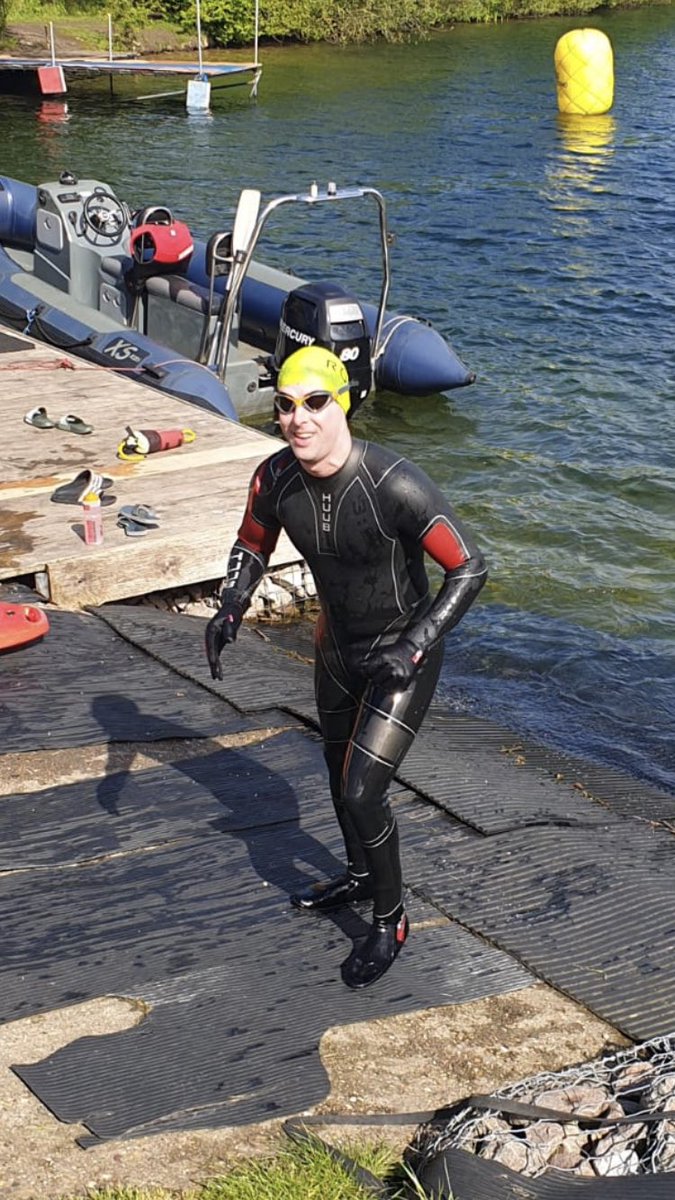 So much nicer to swim out in the open! A balmy 12.3 degrees!! Finally summer is here!!? (If you ignore the sleet and hail showers 😜) #openwaterswimming #ironmantraining <a href="/activitiesaway/">Steve Poulton</a>